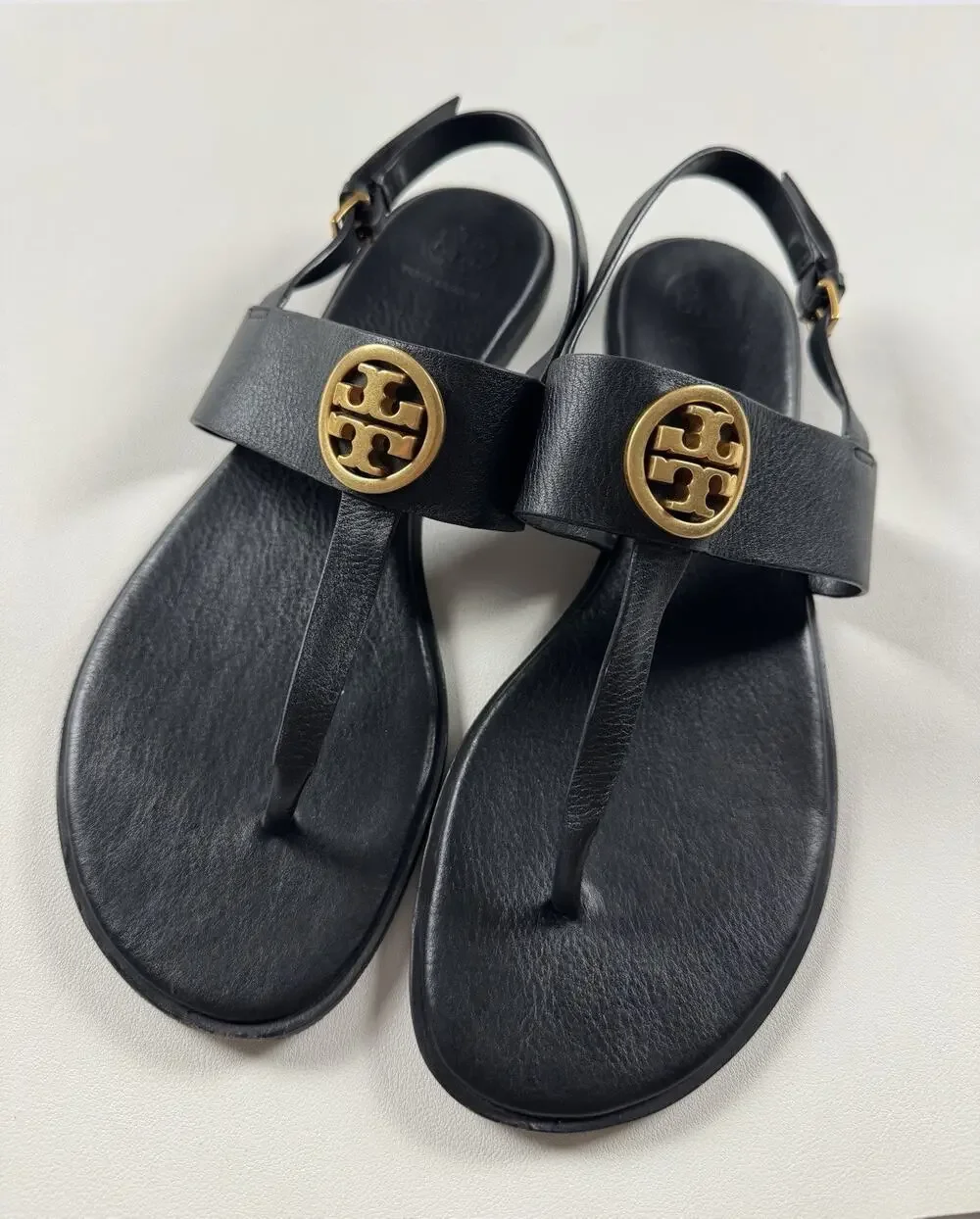 Tory Burch Sandals Womens Size 10 Black Benton 2 Flat Thong Flats